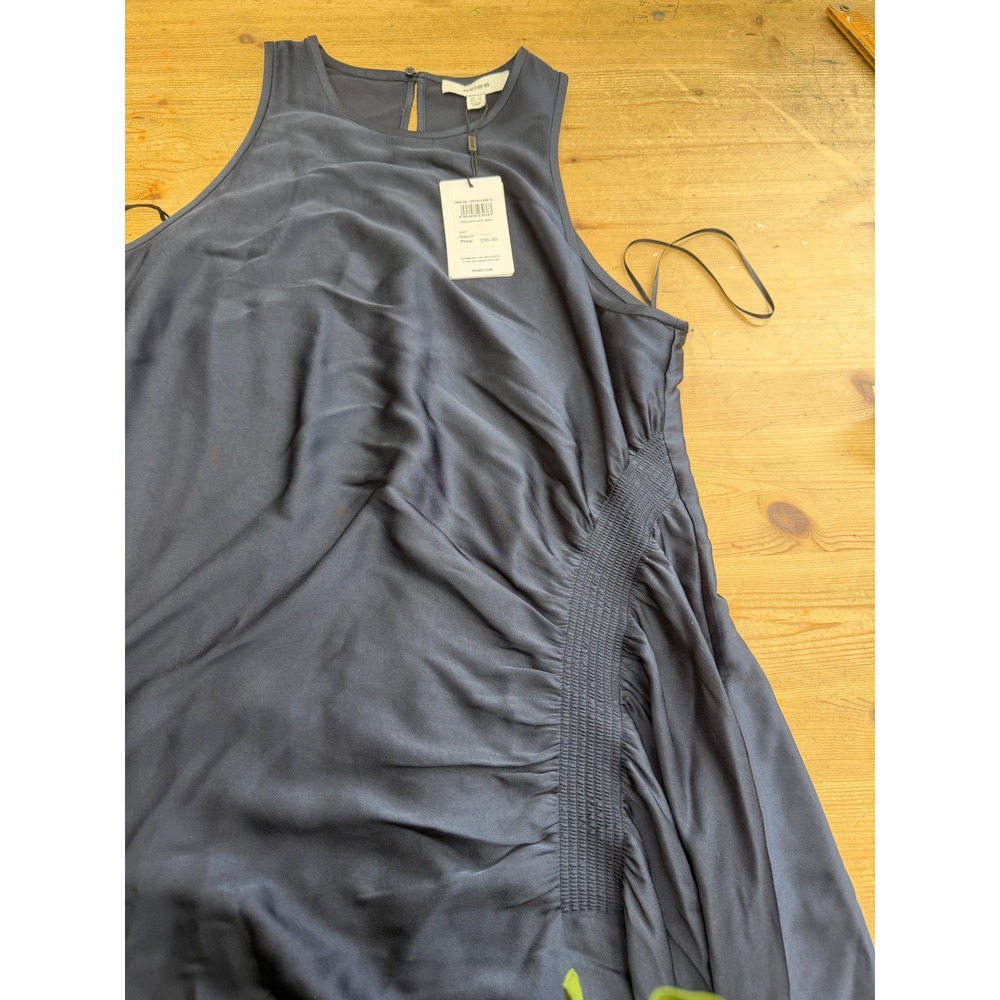 Reiss Anessa Waist Detail Dress Women 10 NWT Navy Satin Midi MSRP $295 - Picture 7 of 9